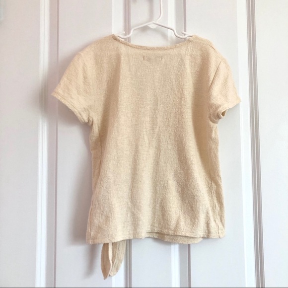 Madewell Cream Tie Front Wrap Top - Picture 2 of 3